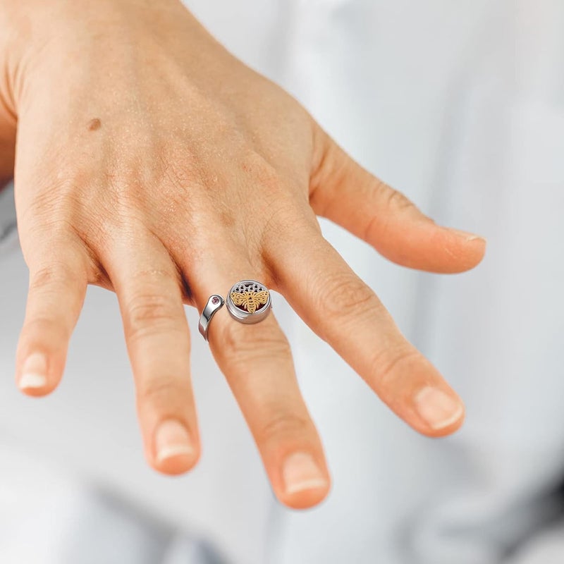 klarako Stainless Steel Abstract Design Aromatherapy Ring Steel Essential Oils Diffuser Open Ring 12mm - Image 5