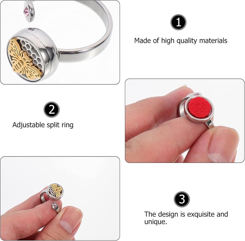 klarako Stainless Steel Abstract Design Aromatherapy Ring Steel Essential Oils Diffuser Open Ring 12mm - Image 4