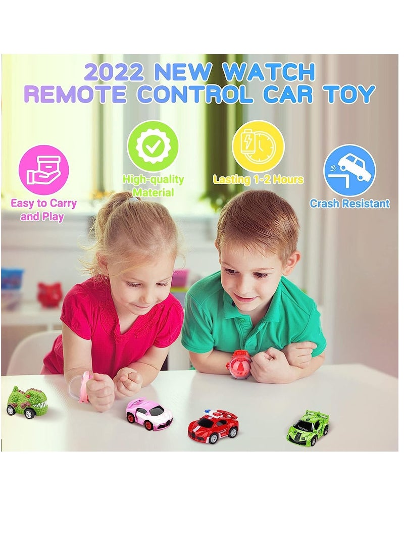 SYOSI Watch Remote Control Car Toy, 2022 New Mini Remote Control Car Watch Toys, 2.4 GHz Cartoon RC Watch Racing Car, USB Charging Remote Control Car, Watch RC Car for Boys Girls Birthday Gift, Red  - Image 2