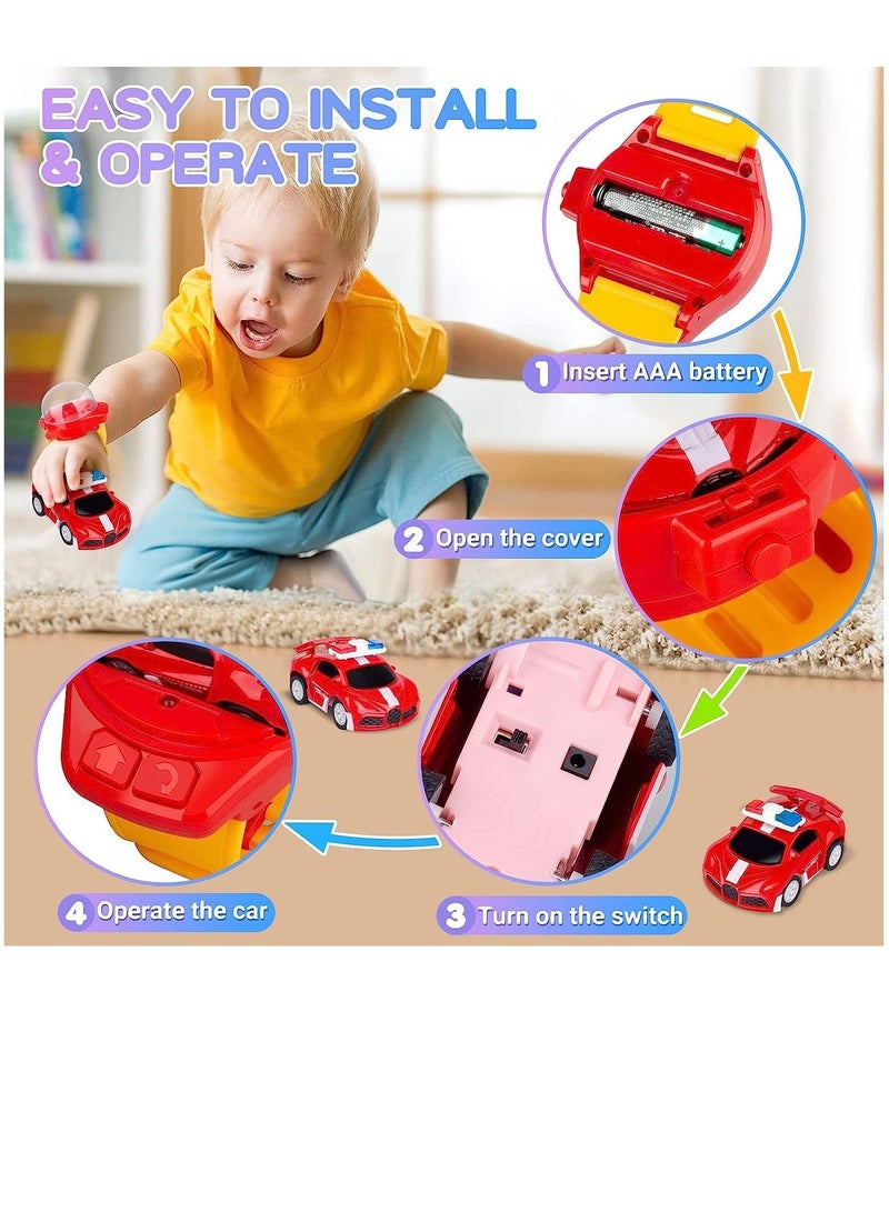 SYOSI Watch Remote Control Car Toy, 2022 New Mini Remote Control Car Watch Toys, 2.4 GHz Cartoon RC Watch Racing Car, USB Charging Remote Control Car, Watch RC Car for Boys Girls Birthday Gift, Red  - Image 3