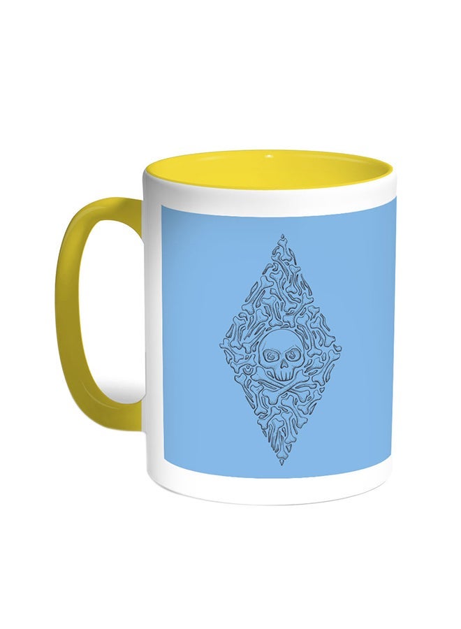 Bones And Skull Printed Coffee Mug Yellow/White 11ounce
