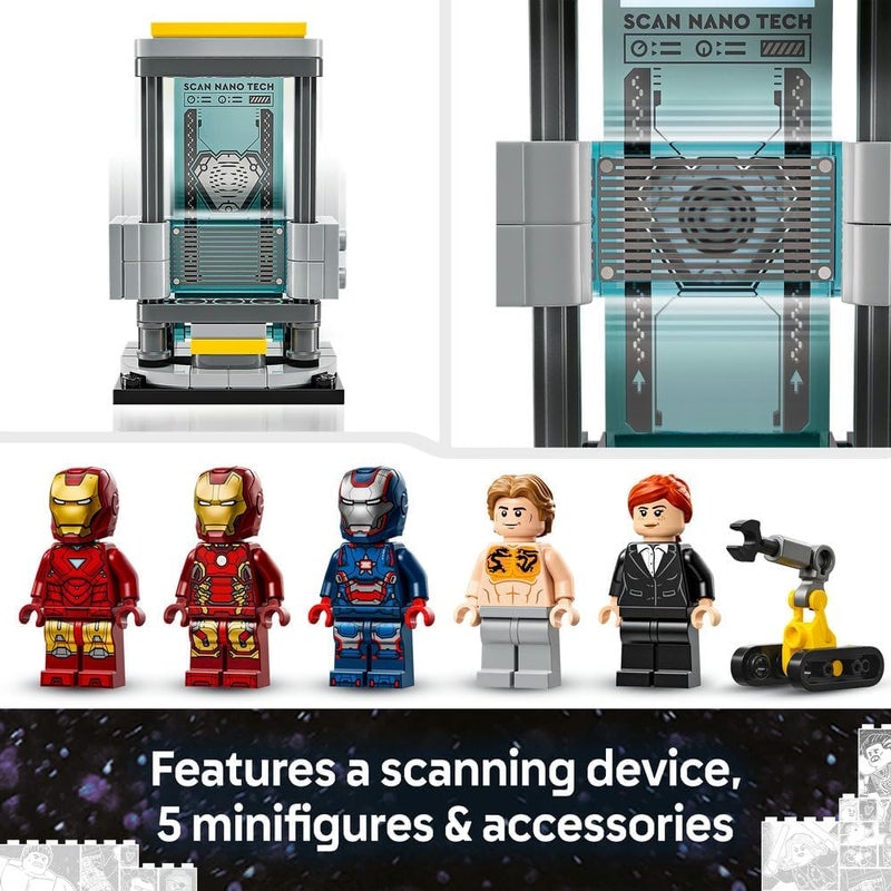 LEGO Marvel Iron Man’s Laboratory: Hall of Armour - Super Hero Building Toy with a Mech Figure, 5 Minifigures incl. Aldrich Killian & a Dum-E Robot - Avengers Gift for 8+ Year Old Boys & Girls 76315 - Image 5