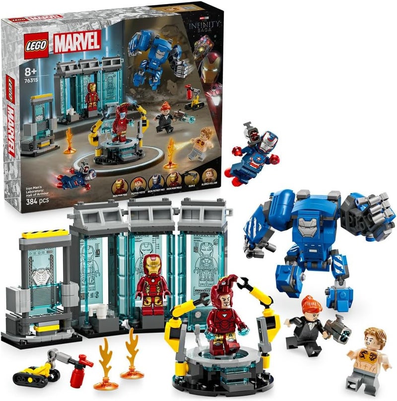 LEGO Marvel Iron Man’s Laboratory: Hall of Armour - Super Hero Building Toy with a Mech Figure, 5 Minifigures incl. Aldrich Killian & a Dum-E Robot - Avengers Gift for 8+ Year Old Boys & Girls 76315 - Image 1