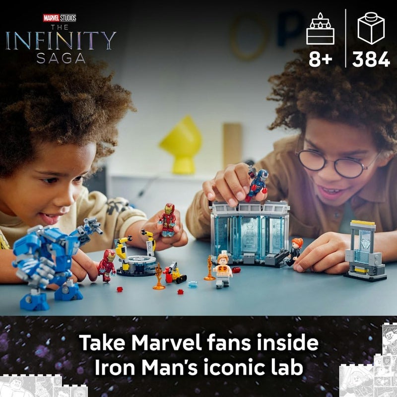 LEGO Marvel Iron Man’s Laboratory: Hall of Armour - Super Hero Building Toy with a Mech Figure, 5 Minifigures incl. Aldrich Killian & a Dum-E Robot - Avengers Gift for 8+ Year Old Boys & Girls 76315 - Image 2