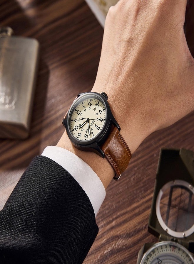 Getalia Italian leather Watch Band Tuscany Natural Vegetable-Tanned Full Grain Genuine Leather, Skin-Safe, Quick Release Replacement Watch Straps for Men and Women Thick Soft (Cognac：Width-20mm) - Image 5