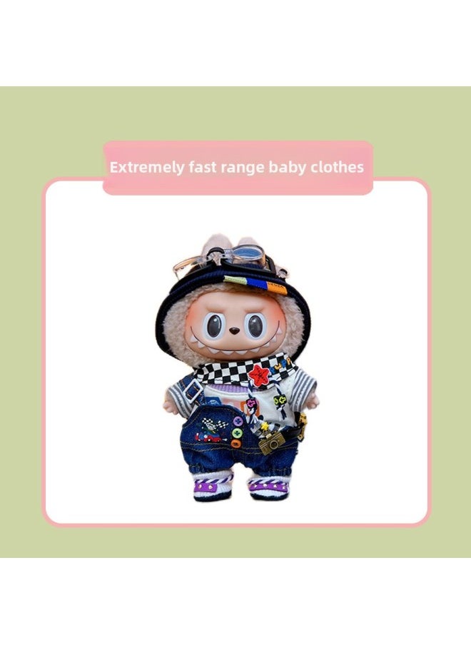 Labubu Doll Clothes 17cm Heart Macaron Vinyl Face Pull Cloth Baby Clothes Change For Postage-Specifications:17cm Heart-warming Macaron Cloth Clothes (only Baby Clothes Sold, Doll Not Included)-Color:Extremely Fast Range Baby Clothes  - Image 1