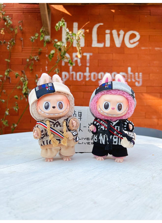 Labubu Doll Clothes 17cm Heart Macaron Vinyl Face Pull Cloth Baby Clothes Change For Postage-Specifications:17cm Heart-warming Macaron Cloth Clothes (only Baby Clothes Sold, Doll Not Included)-Color:Extremely Fast Range Baby Clothes  - Image 4