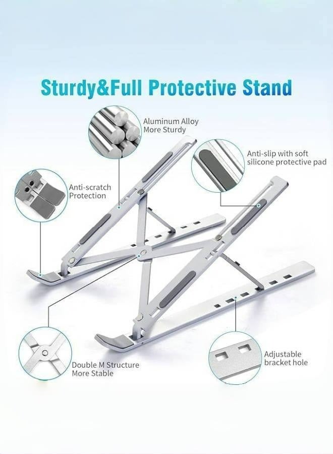 Adjustable Laptop Stand for Desk - Foldable u0026 Portable Laptop Riser with Ventilated Cooling, Ergonomic Design for MacBook Pro/Air, Dell, HP, Sony, Notebooks - Lightweight, Durable u0026 Space-Saving - Image 2