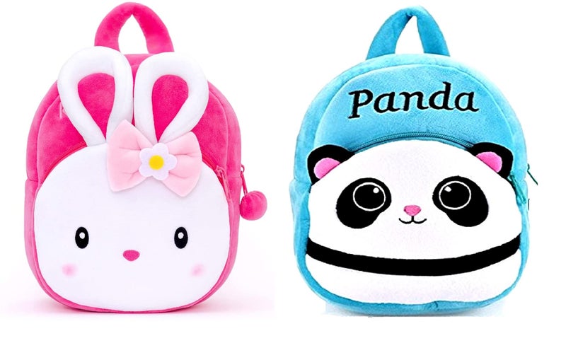Blue Tree Kids School Bag Soft Plush Backpack Cartoon Bags Mini Travel Bag for for Girls Boys Toddler Baby Konggi Rabbit & Blue Panda - Image 1