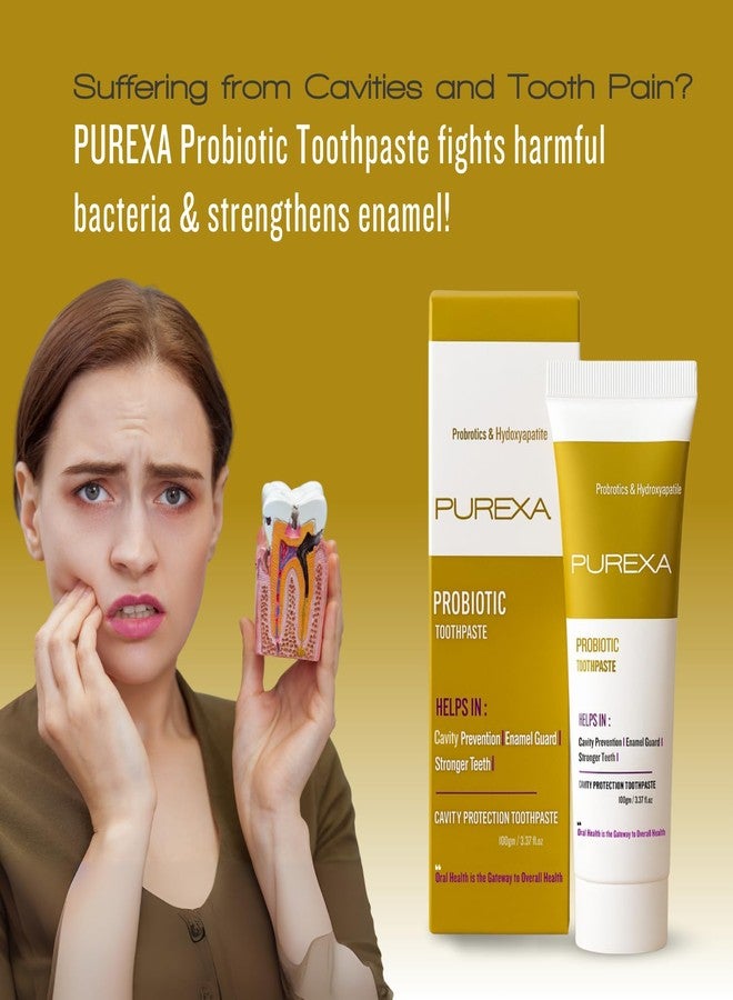 PUREXA معجون أسنان بيوريكسا بروبيوتيك، عبوة واحدة (100 غرام) | معجون أسنان بالفلورايد مضاد للتسوس، لثة صحية وأسنان أقوى | خالٍ من المواد الكيميائية | عناية متطورة بالفم - Image 5