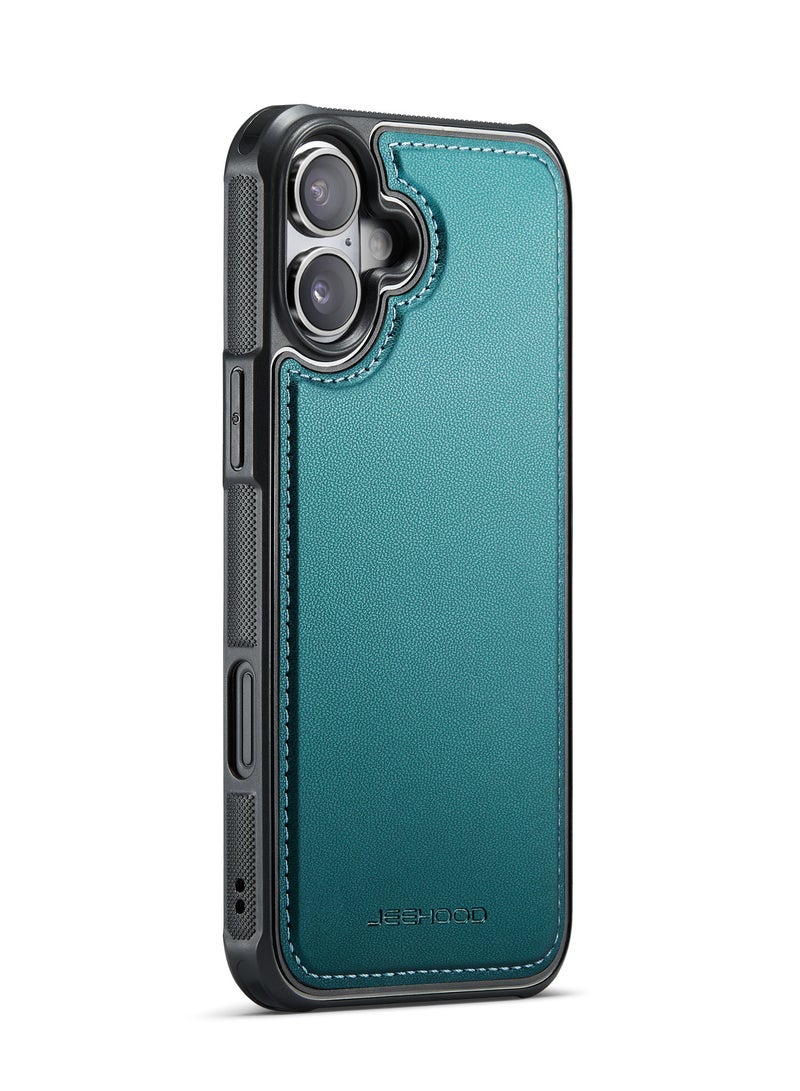 JEEHOOD CaseMe Phone Case Compatible with iPhone 16 Luxury PU Leather Back Cover Cover Magnetic Wireless Charging Compatible with iPhone 16 (Green) - Image 1