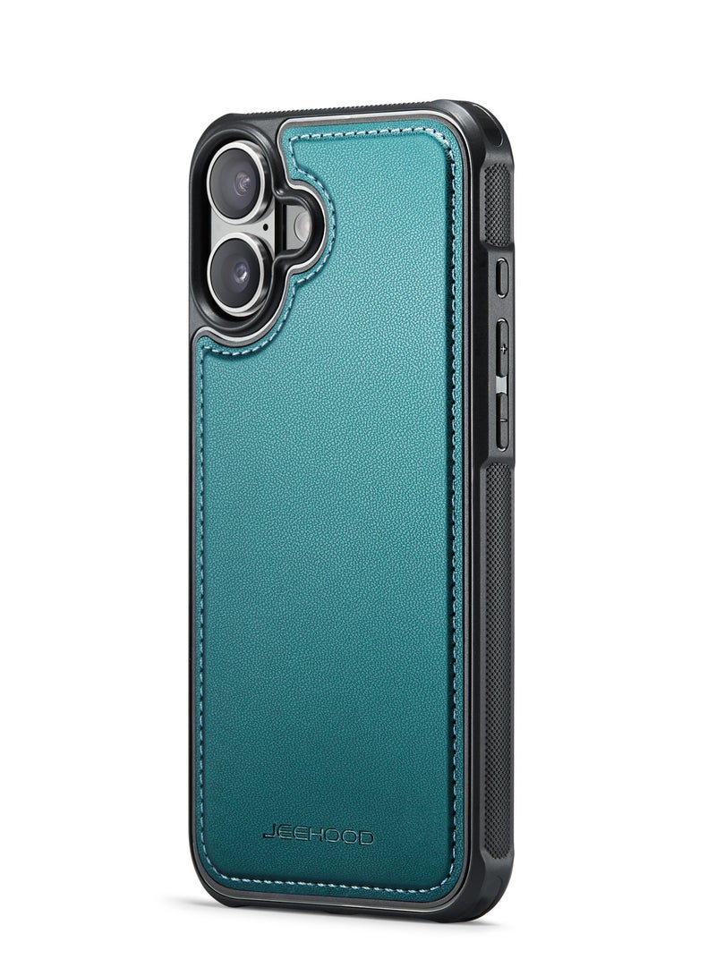 JEEHOOD CaseMe Phone Case Compatible with iPhone 16 Luxury PU Leather Back Cover Cover Magnetic Wireless Charging Compatible with iPhone 16 (Green) - Image 2