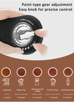EqiEch Portable Manual Coffee Grinder with Internal Adjustable Setting Suitable for V60 Coffee to French Press, 420 Stainless Steel CNC Conical Burr, Double Bearing Positioning, Capacity 15g  - Image 4