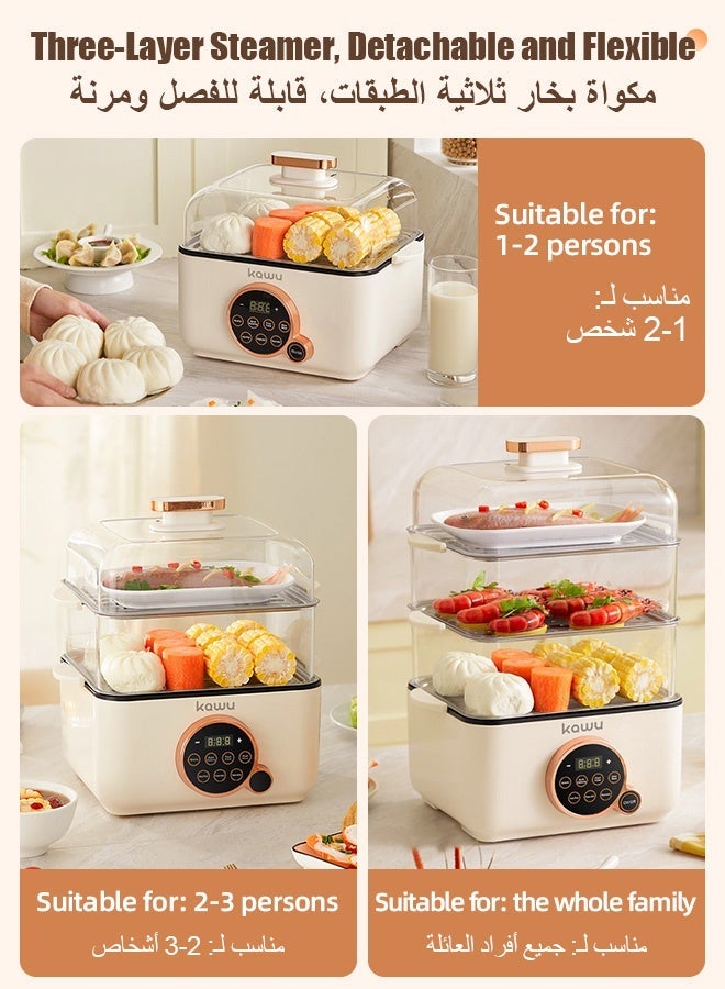 Kawu 24L Electric Food Steamer, 1500W Vegetable Cooker with Large Capacity - Image 2