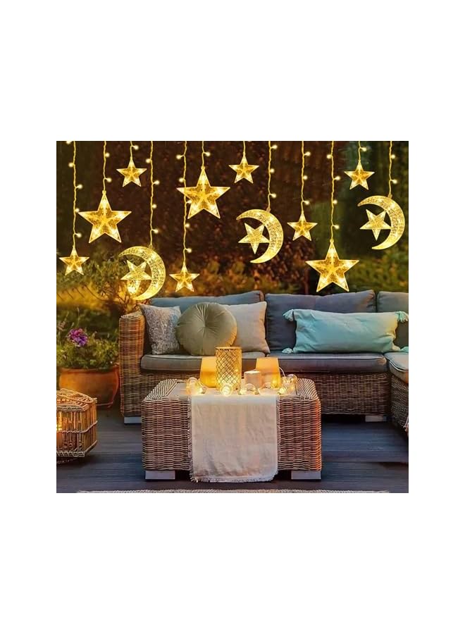 The Bros أضواء رمضان، أضواء زخرفية على شكل نجوم وأقمار لتزيين المنزل، أضواء رمضان الزخرفية باللون الأبيض الدافئ (الطراز 2) - Image 2