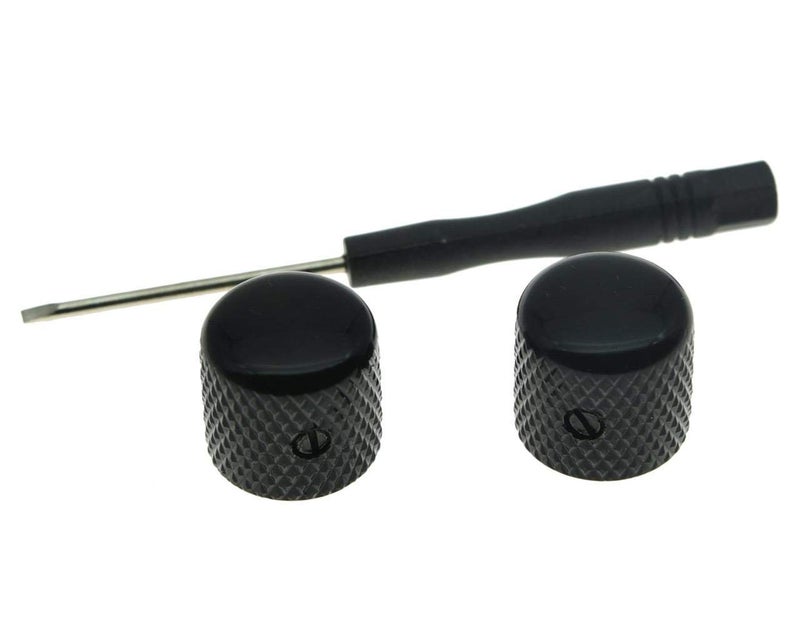 KAISH Set of 2 Black Metal Guitar Dome Knobs Bass Knob with Set Screw for Telecaster/Tele Guitar - Image 1