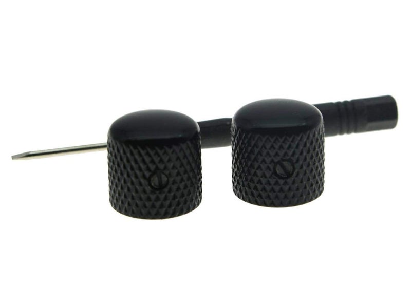 KAISH Set of 2 Black Metal Guitar Dome Knobs Bass Knob with Set Screw for Telecaster/Tele Guitar - Image 2