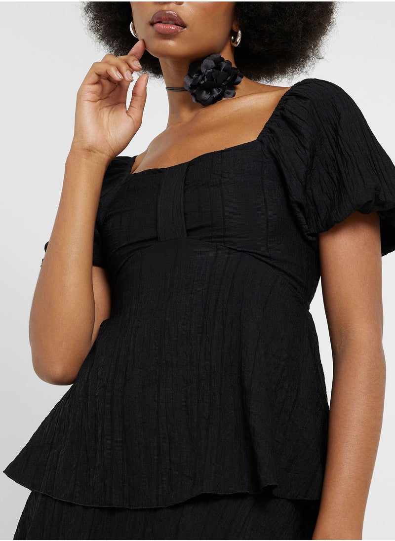 ELLA - Puff Sleeve Tiered Detail Dress - Image 1
