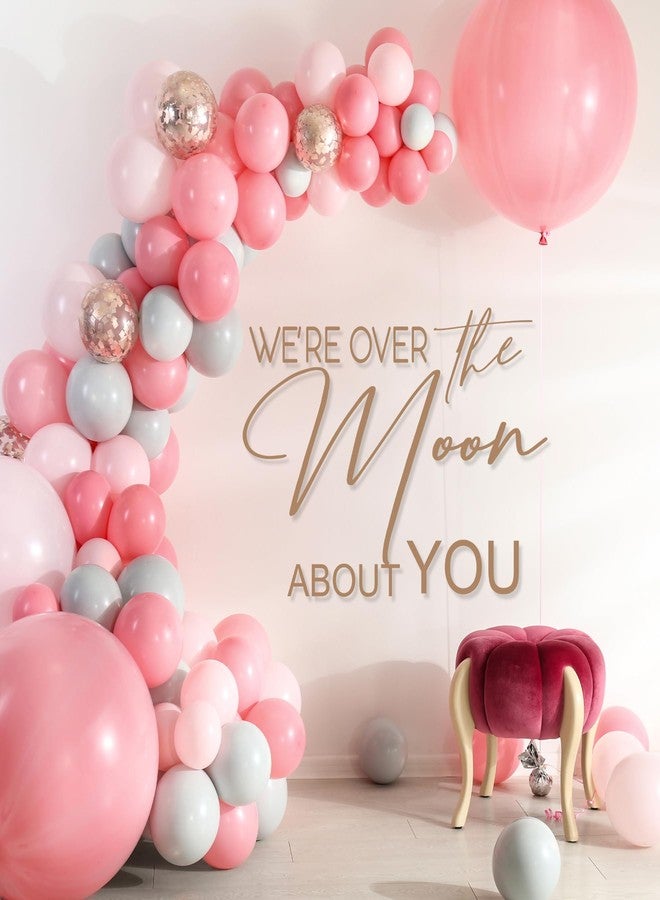 Ohmique Over The Moon Baby Party Decal Sign - Gender Reveal Girl or Boy Decal Sign. Over The Moon Backdrop Letters Stickers, Baby Shower Decoration Celebration Decor, Brown - Image 1