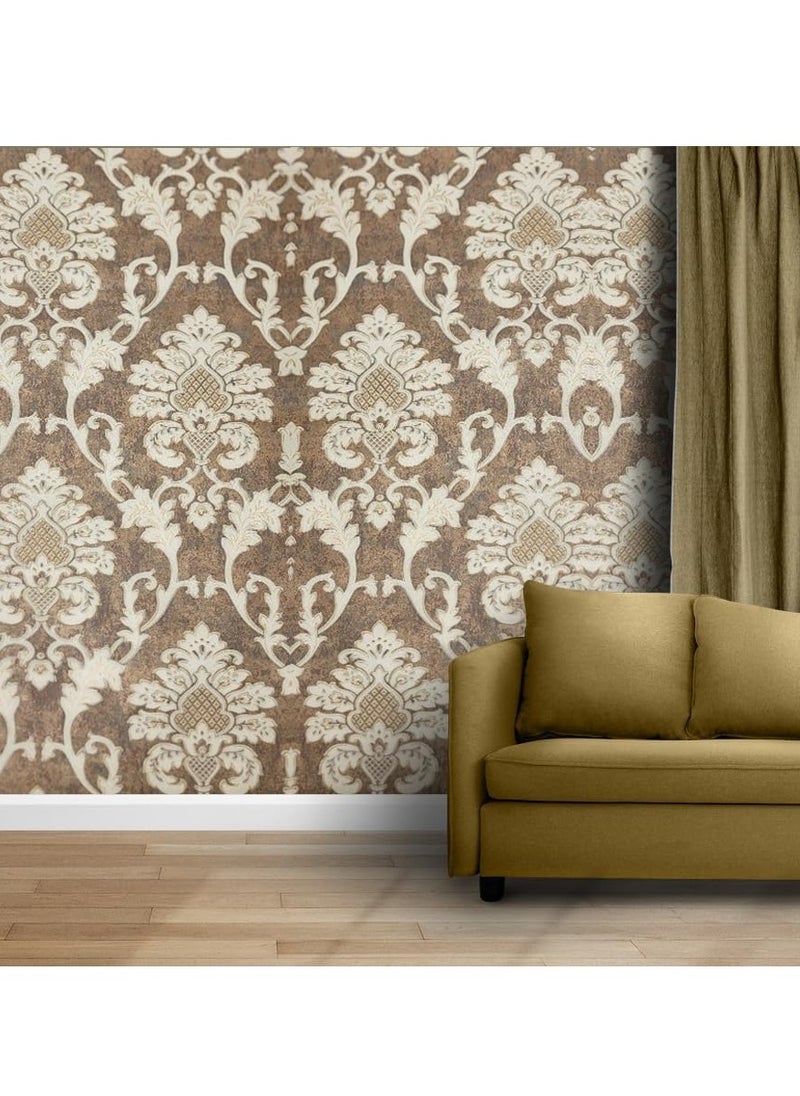 MAF Wallpaper MAF Wallpaper BR560105 Embossed Vintage Design Wallpaper, Non-Woven Wallpaper for living room, bedroom, study, TV background, hotel, office & more - Brown  - Image 1