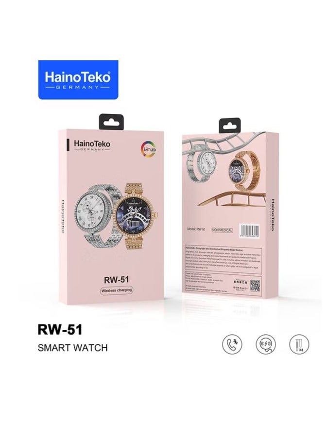 Haino Teko - Haino Teko Germany RW51 Ladies Smart Watch With Round Shape AMOLED Display and Wireless Charger, water and dust resist, android and ios - Image 1