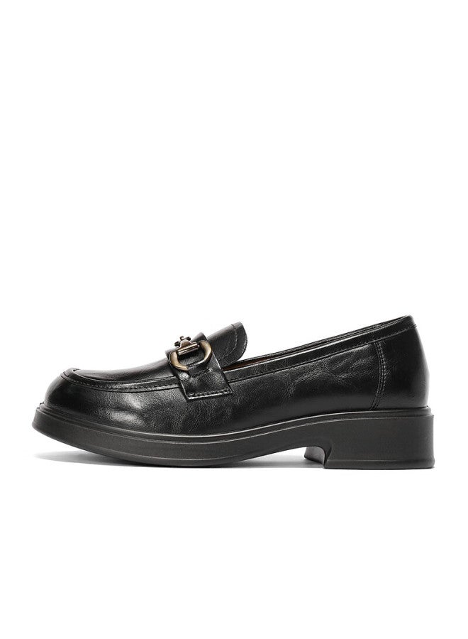 Senda a Women's Loafers, Black, Same Style As In Department Stores, Horse Bit Buckle, Academic British Style, Commuter Flats, Xlv01aa5, Black, Size 34 - Image 1
