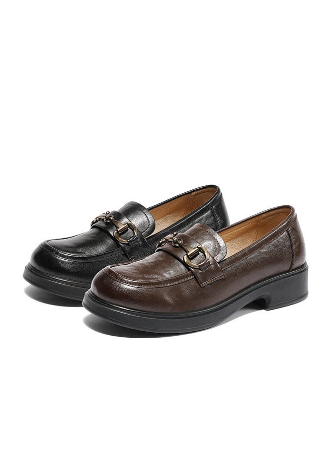 Senda a Women's Loafers, Black, Same Style As In Department Stores, Horse Bit Buckle, Academic British Style, Commuter Flats, Xlv01aa5, Black, Size 34 - Image 3