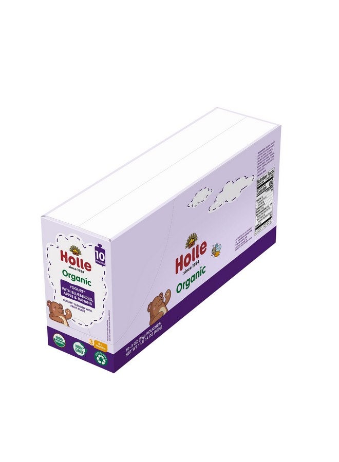 Holle Baby Yogurt Pouches - Organic Yogurt with Blueberry, Apple & Banana Fruit Purée - Drinkable Yogurt Pouches for Kids & Babies 8 Months & Up - (10 Pack) Shelf Stable, Non-Gmo with 0 Sugar Added - Image 4
