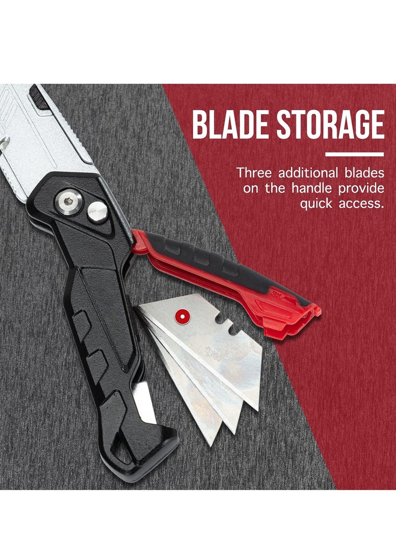 2-Pack Heavy Duty Utility Knife,Quick Change Blade, Retractable and Folding Box Cutter for Cartons, Cardboard and Boxes - With 10pcs SK5 Sharp Blades Included,Blade Storage Design