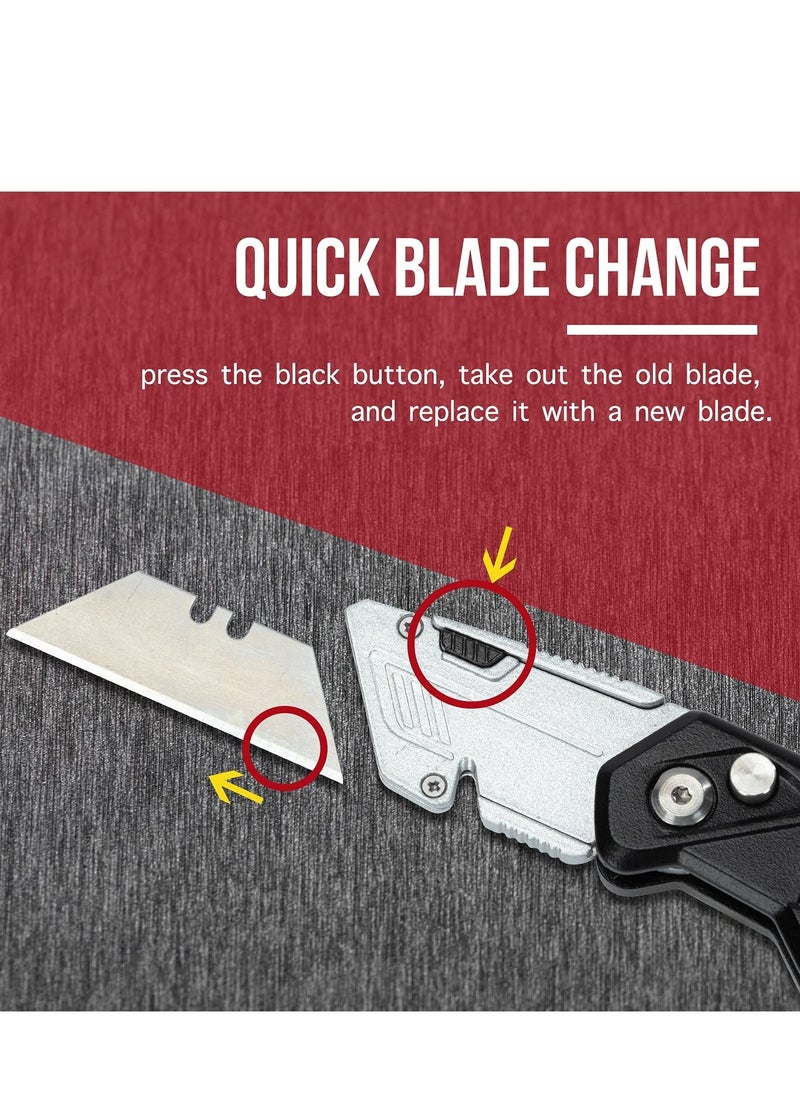 2-Pack Heavy Duty Utility Knife,Quick Change Blade, Retractable and Folding Box Cutter for Cartons, Cardboard and Boxes - With 10pcs SK5 Sharp Blades Included,Blade Storage Design