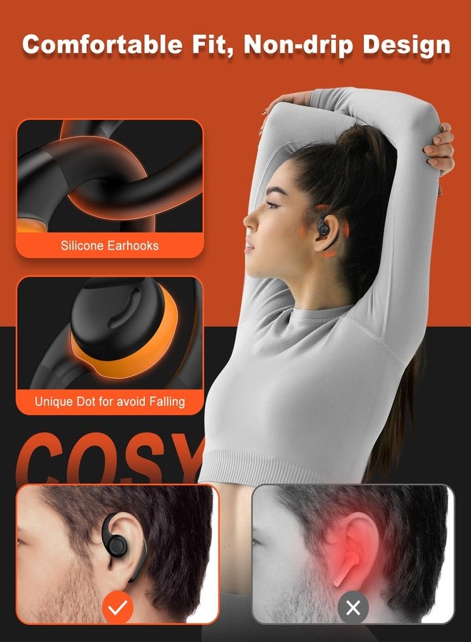 Jzones Open Ear Headphones Wireless Bluetooth 5.3, Open Ear Earbuds with Dual 16.2mm Dynamic Drivers 60 Hours Playtime Waterproof Sport Earbuds for Android iPhone TV,Black - Image 4