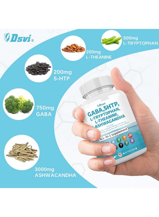 Dsvi 60 Count Gaba 750Mg 5 Htp 200Mg L Tryptophan 500Mg L Theanine 200Mg Ashwagandha 3000Mg Sam-E L-Glycine Mood Support Vitamins For Women And Men With L-Tyrosine Made In Usa
