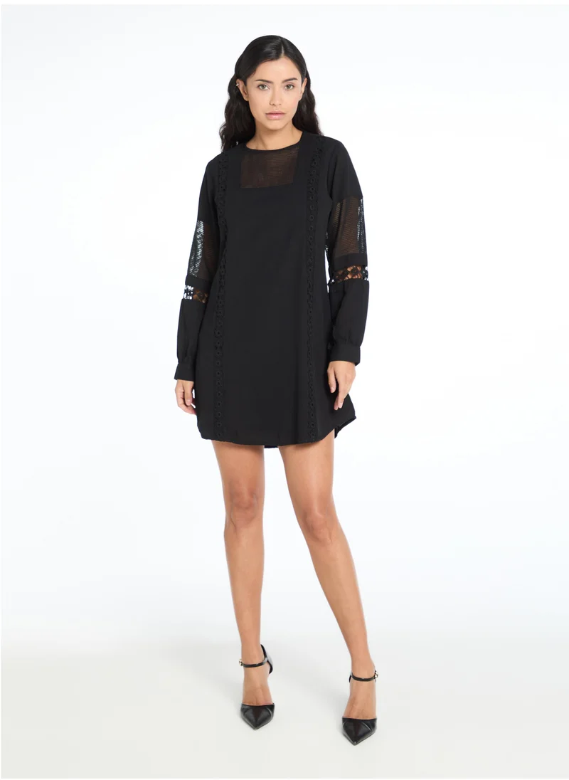 The Label Life Black Lace Insert Shift Dress