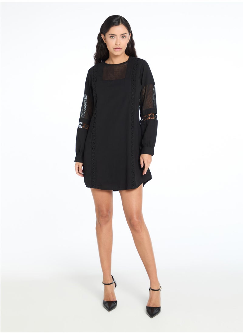 The Label Life Black Lace Insert Shift Dress  - Image 1