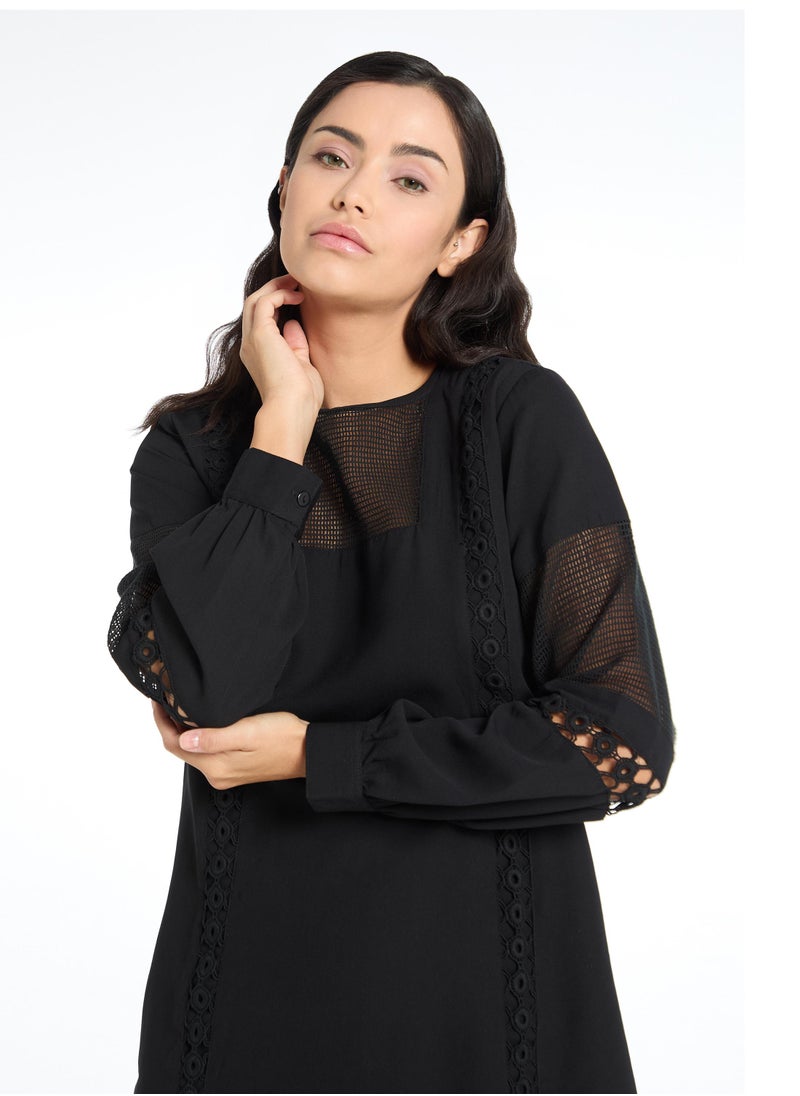 The Label Life Black Lace Insert Shift Dress  - Image 5