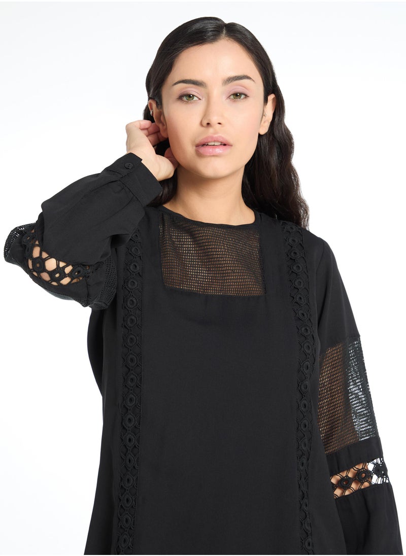 The Label Life Black Lace Insert Shift Dress  - Image 4