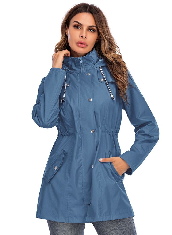 Loquat Outdoor Hooded Waterproof Coat Blue 