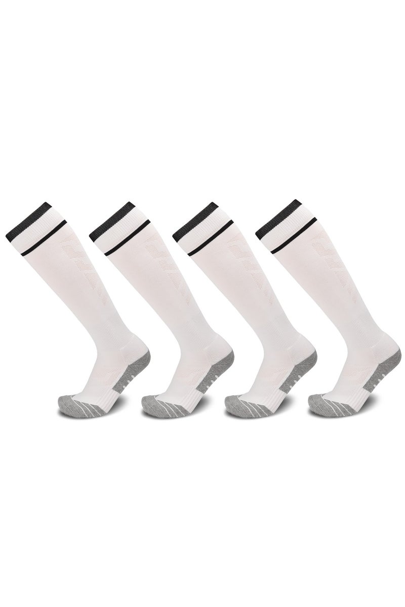 SKY WING Men And Women Knee High Football Socks Team Sport Cushion Athletic Soccer Socks for Unisex Adult-Red-4 Pair - Image 1