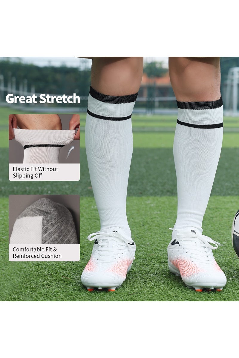 SKY WING Men And Women Knee High Football Socks Team Sport Cushion Athletic Soccer Socks for Unisex Adult-Red-4 Pair - Image 2