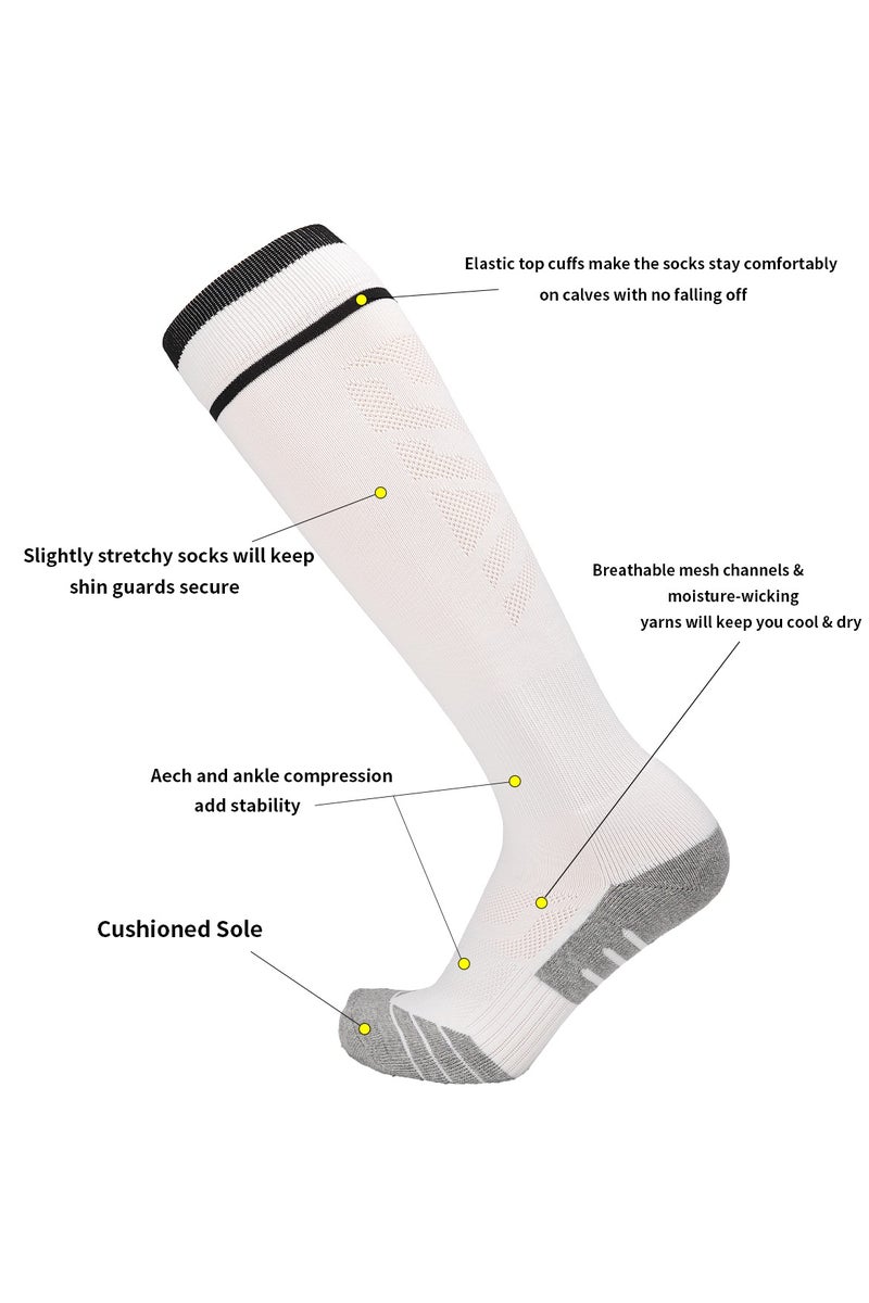 SKY WING Men And Women Knee High Football Socks Team Sport Cushion Athletic Soccer Socks for Unisex Adult-Red-4 Pair - Image 3