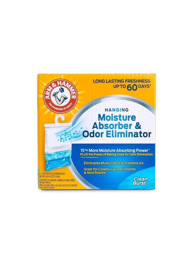 Arm & Hammer Arm & Hammer Hanging Moisture Absorber and Odor Eliminator, 16.1 oz., 6 Pack, Clean Burst, Moisture Absorbers for Closet and Small Rooms, Long-Lasting Freshness - Image 1