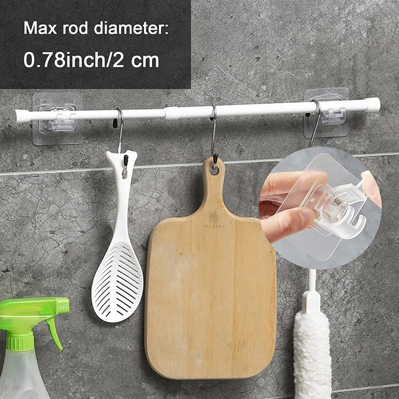 MOHAK MOHAK Self Adhesive Curtain Rod Bracket Transparent Rail Brackets Drapery Hook Holder Towel Rod Holder Multifunctional Towel Rod Fixing Adjustable for Home Kitchen Bathroom Door Back Pack of 10 - Image 5