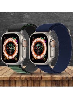 CATANES 2 Pack For Apple Watch Band 49mm 45mm 44mm 42mm Alpine Loop Band Women Men Adjustable with Metal G-Hook Strap for iWatch Ultra Series SE 8/7/6/5/4/3/2/1 Dark Blue/Black Green  - Image 2
