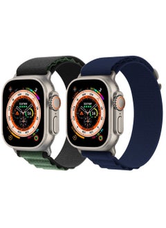 CATANES 2 Pack For Apple Watch Band 49mm 45mm 44mm 42mm Alpine Loop Band Women Men Adjustable with Metal G-Hook Strap for iWatch Ultra Series SE 8/7/6/5/4/3/2/1 Dark Blue/Black Green  - Image 3