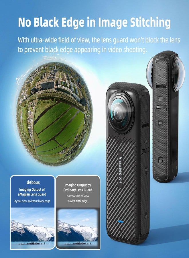 ديبوس حقيبة قفص إطار معدني من الألومنيوم لكاميرا Insta 360 X4 من debous مع واقيات عدسة وغطاء عدسة من السيليكون وواقي شاشة لكاميرا Insta360 X4 X 4 مجموعة ملحقات الكاميرا ومحول مشبك التثبيت متعدد الاستخدامات - Image 3
