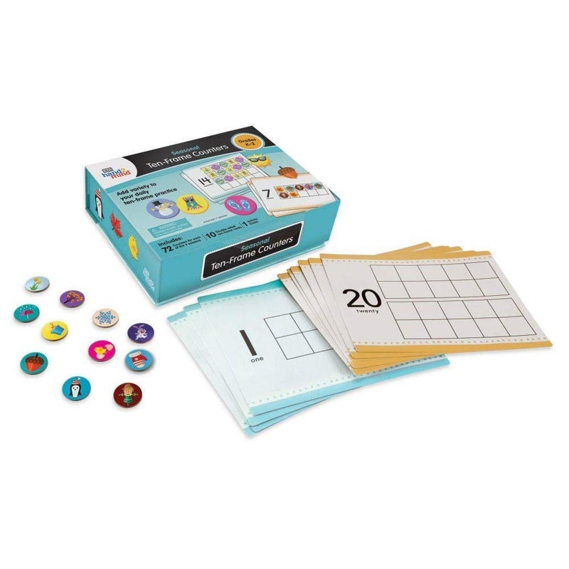 hand2mind hand2mind Seasonal Ten Frames Math Counters for Kids Math Counters Chips for Counting and Sorting Kindergarten Learning Games Counting Toys Math Game 288 Math Counters and 10 Ten Frame Cards 