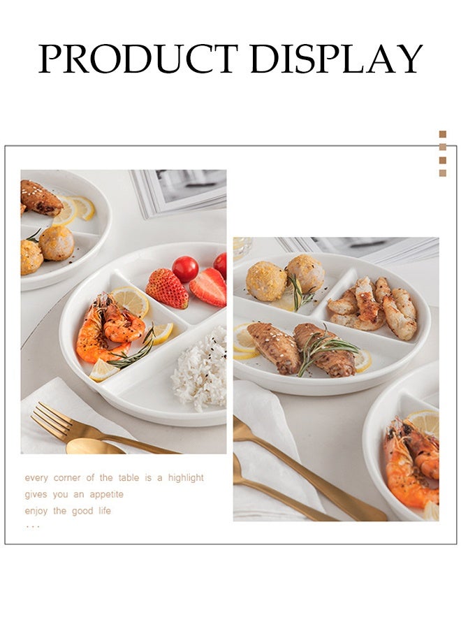 DUNISO طبق دائري قابل لإعادة الاستخدام بحجم 8 بوصات، طبق سيراميك مقسم لشخص واحد، مناسب للمنزل، المكتب، المدرسة والأنشطة الخارجية (أبيض) - Image 5