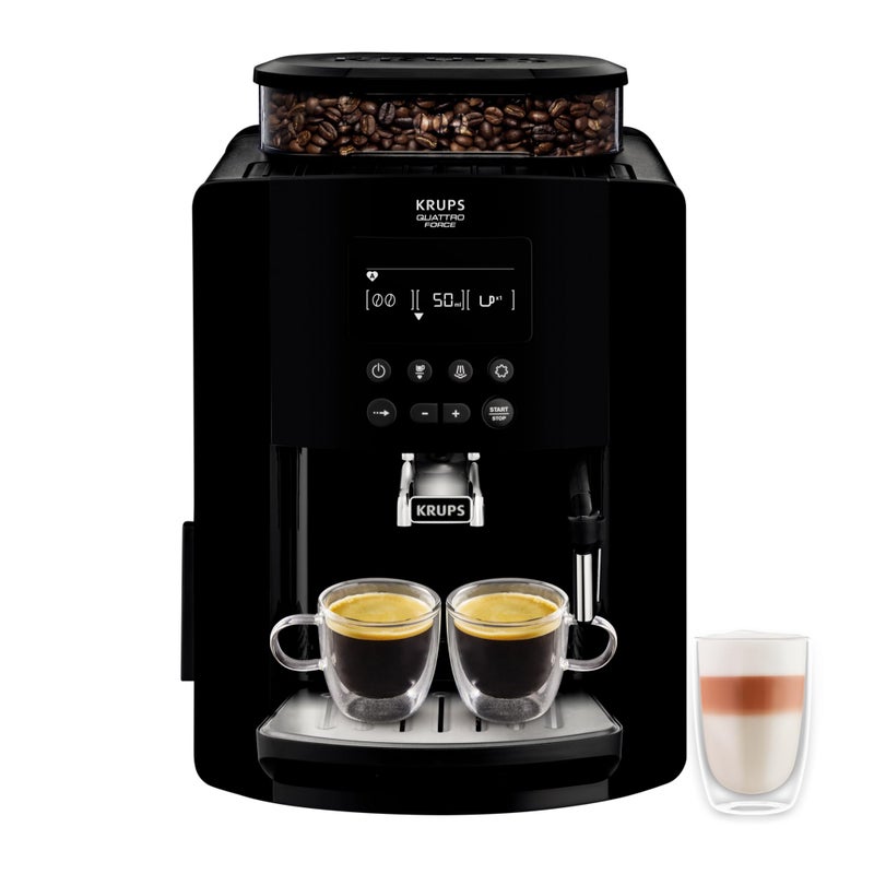KRUPS Arabica Digital Automatic Bean to Cup Coffee Machine Espresso and Cappuccino Maker EA817040 17 liters Black