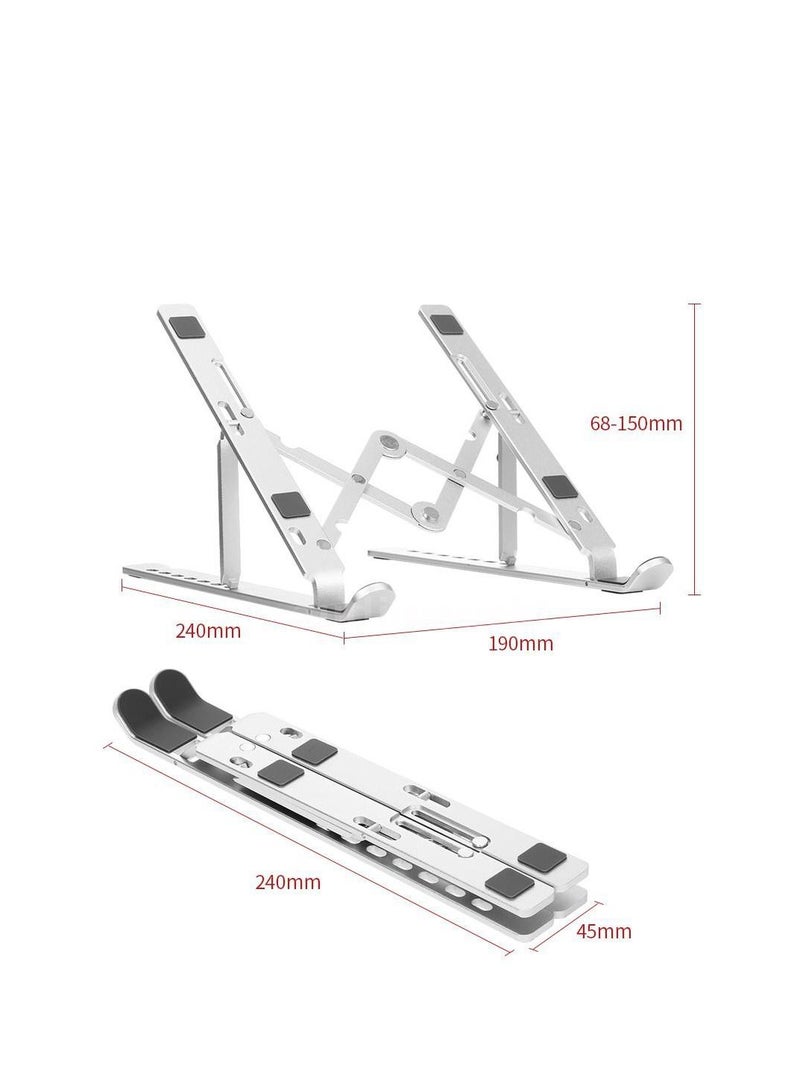 7-Level Adjustable Aluminum Alloy Foldable Laptop Stand Silver - Image 3