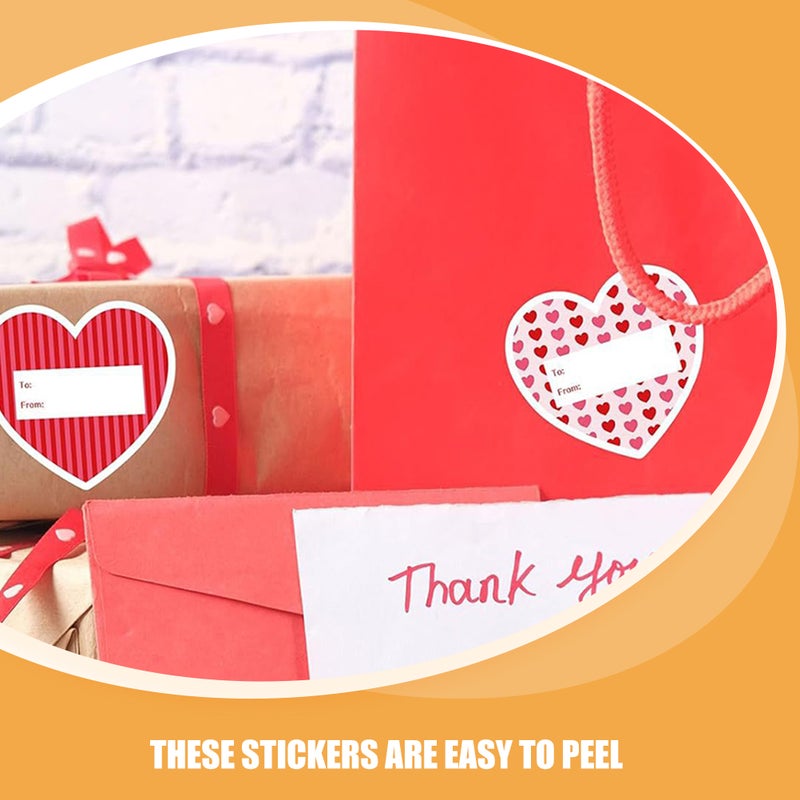 Valentines Tags Love Stickers for Gifts Heart Shape Copperplate Paper Adhesive Valentine's Day Special Events 60Stickers per Roll - Image 4